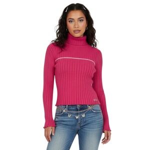 Unionbay Y2K Ribbed Turtleneck Stripe Sweater Medium Stretch Vintage Grunge‎